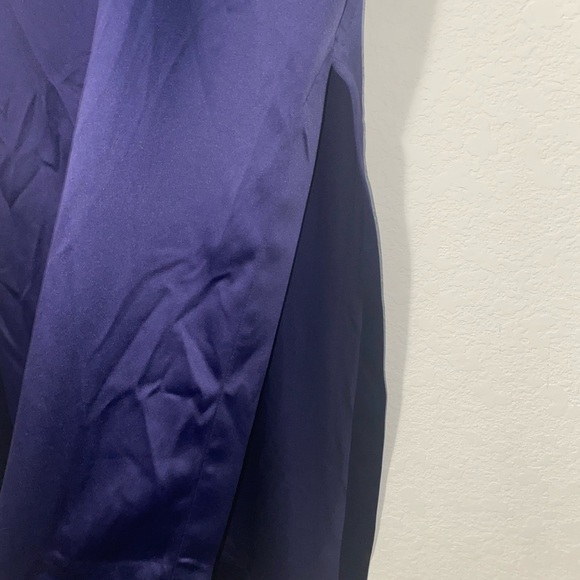 Anthropologie Sateen Trouser Dark Academia Preppy Purple Maxi Skirt High Slit 10 - Picture 7 of 12